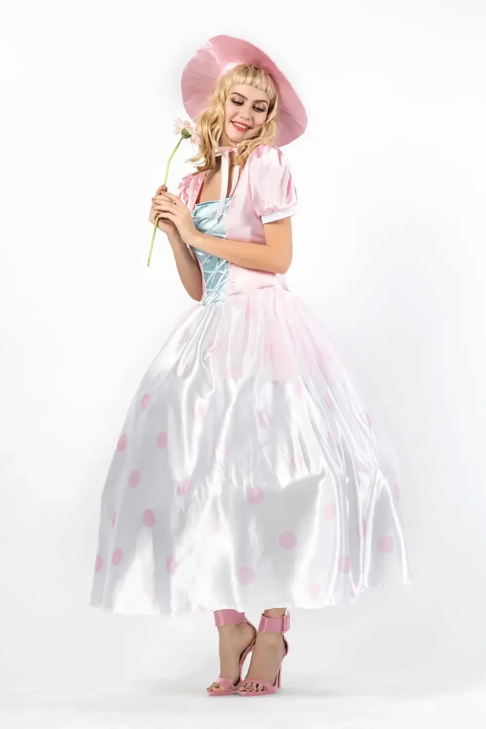 TV Movie Cosplay Costume Cute Lady Long Retro Dress With Pink Topee Halloween Princess Costume For Women