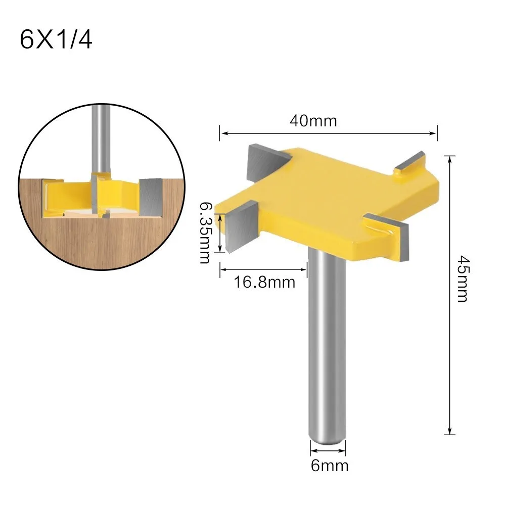 Sand Shank Router Bit 1/4 Inch Carbide Tipped Straight Cutter Cutter Handle Finish Drill For Woodworking Inlaid