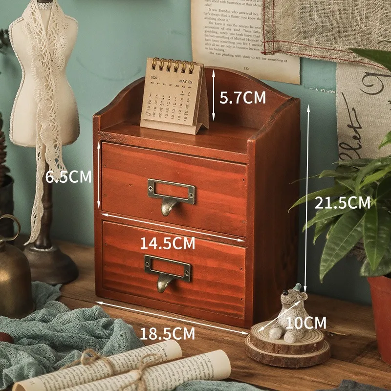 1 PC Vintage Wooden Drawer Organizer Multi Layer Desk Storage Box Compartment Divider Home Decorative Rack Practical Desk Gadget
