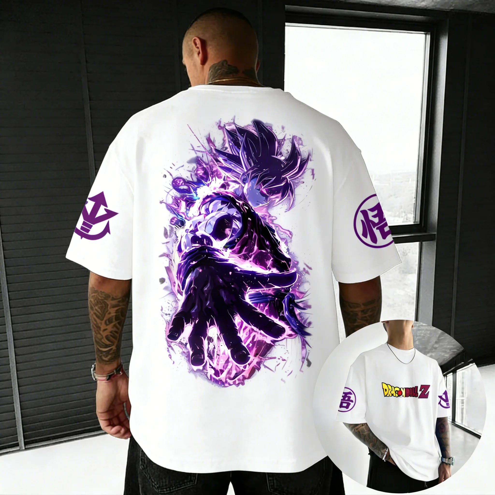 

Футболка Dragon Ball Anime 2026: Новая летняя модель с креативным принтом Гоку, мужская, в стиле Харадзюку, свободного кроя, повседневная, для родителей и детей, с коротким рукавом