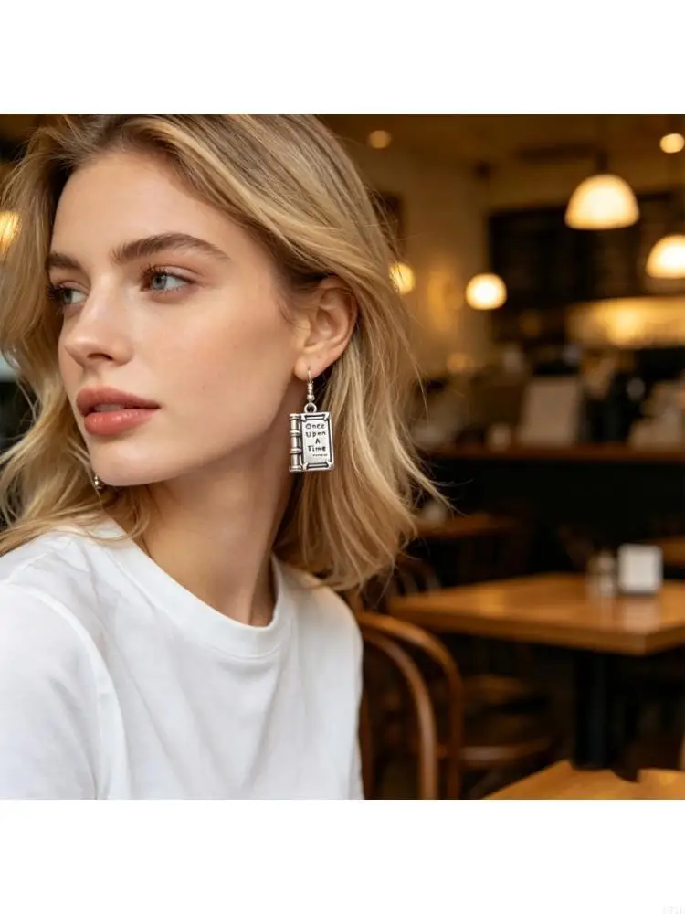 Book Earrings Fashion Accessories Metal Craftsmanship Ear Jewelry Alloy Texture Suitable for Reading Lover