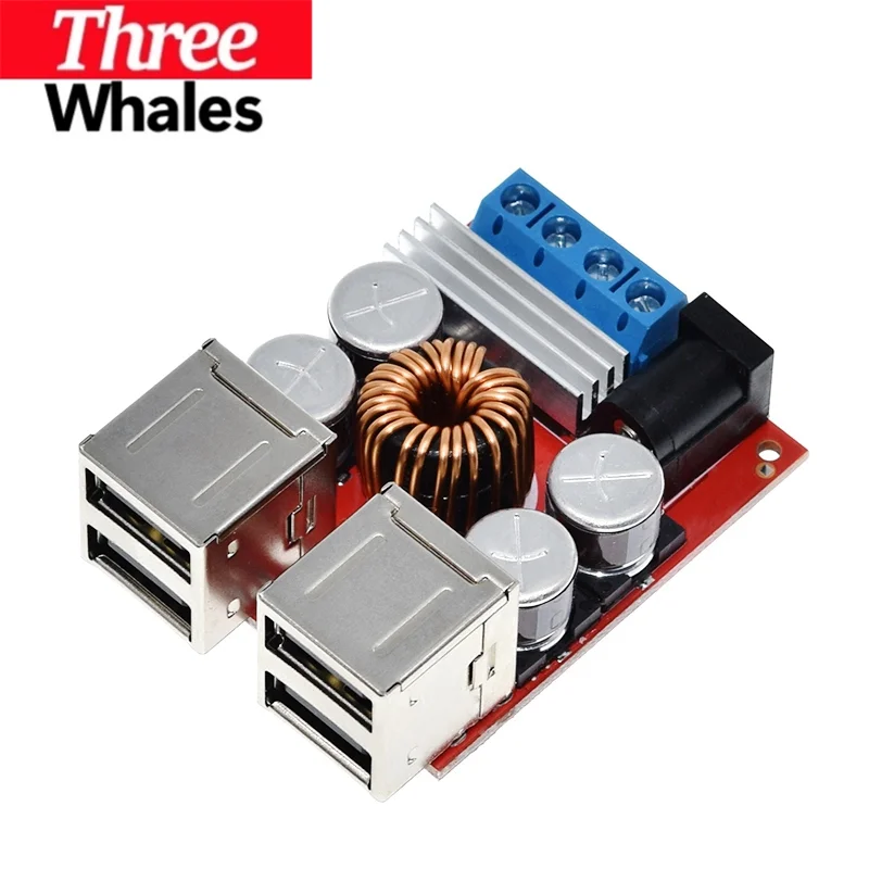 THR DC 8V-35V To 5V 8A 40W DC-DC Vehicle Charging Board Power Supply Depressurization Module 4 Port USB Output Mobile Charger