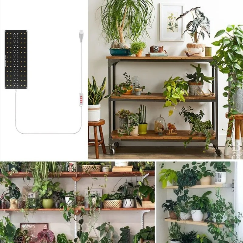 LED Quantum Board USB 5V Plant Grow Light Full Spectrum Indoor Hydroponic Cultivation Lamp with Timer for Succulents Seedlings
