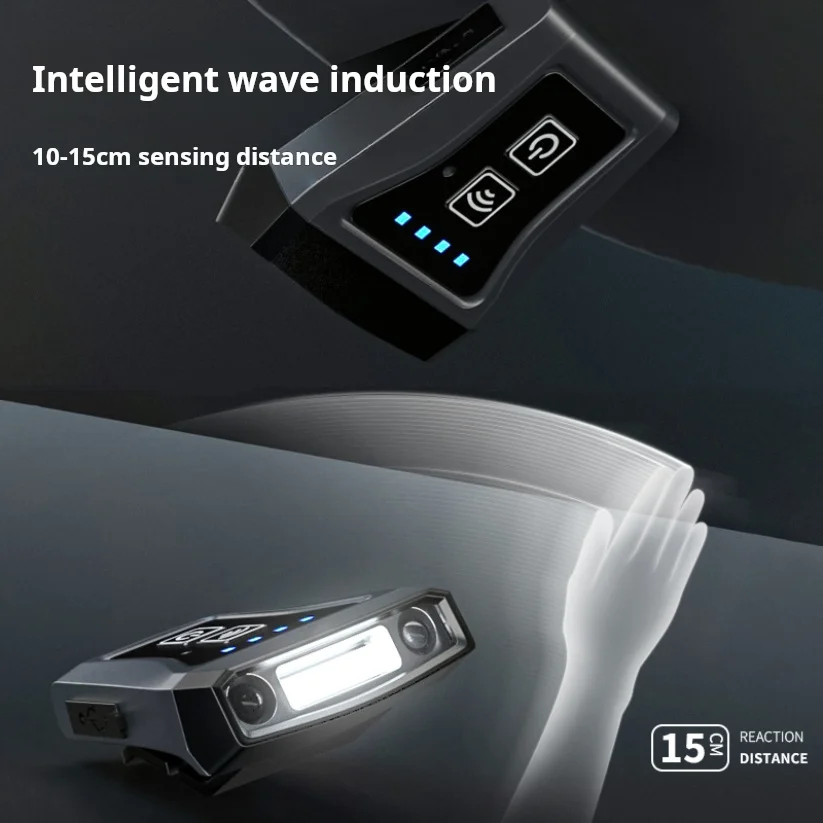 Rechargeable ultra-light USB head flashlight 180lm clip-on cap lamp motion sensor headlamp fishing and camping headlight