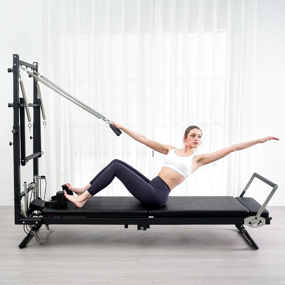

92" Pilates Reformer with Tower – Adjustable Home Workout Equipment, All-in-One Pilates Machine with Integrated Tower
