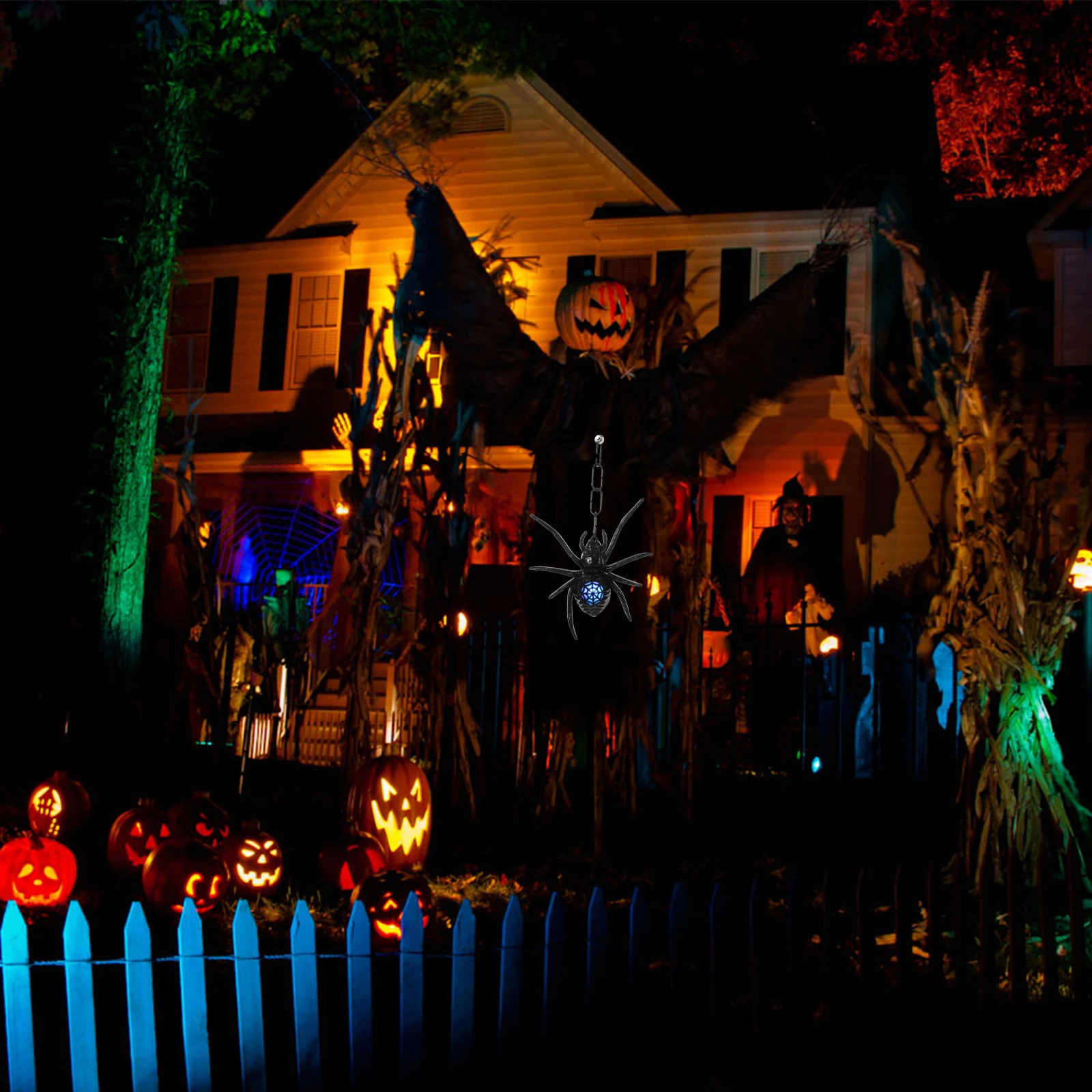 

2 Pcs Statue Glowing Spider Hanging Decoration Halloween Plastic Outdoor Decorations Spiders