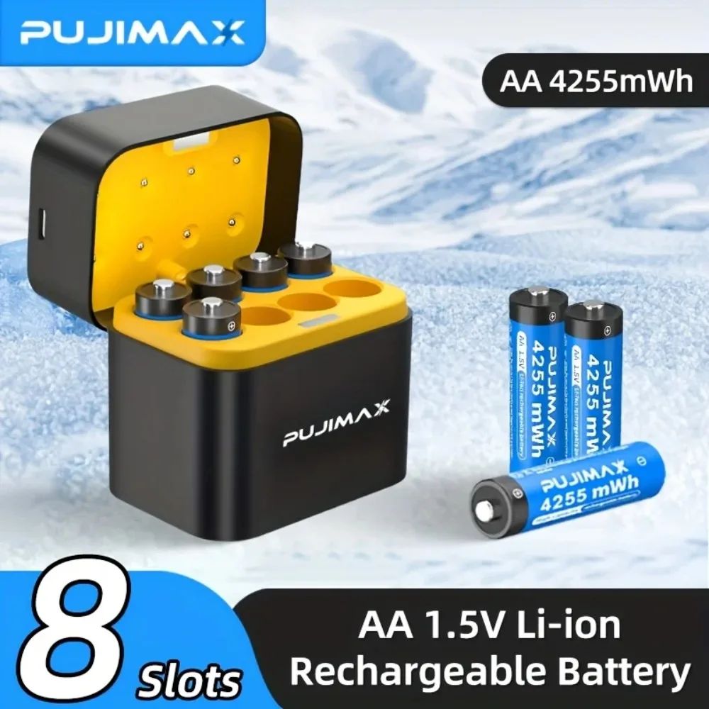 NOWE Baterie Akumulatorowe 1.5V AA 4255mWh Litowo-jonowe Ładowarka do Baterii Radiozegar Radio Nastrojowe Gry Wideo Mysz Pilot Baterie — zdjęcie produktu 2