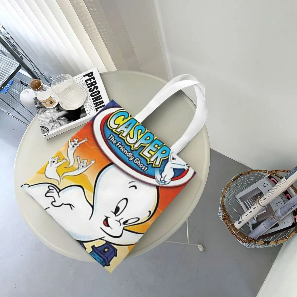 The Friendly Ghost Casper Shopping Bags Girls Canvas The Tote Bag Reusable Women Shoulder Tote Travel Handbag