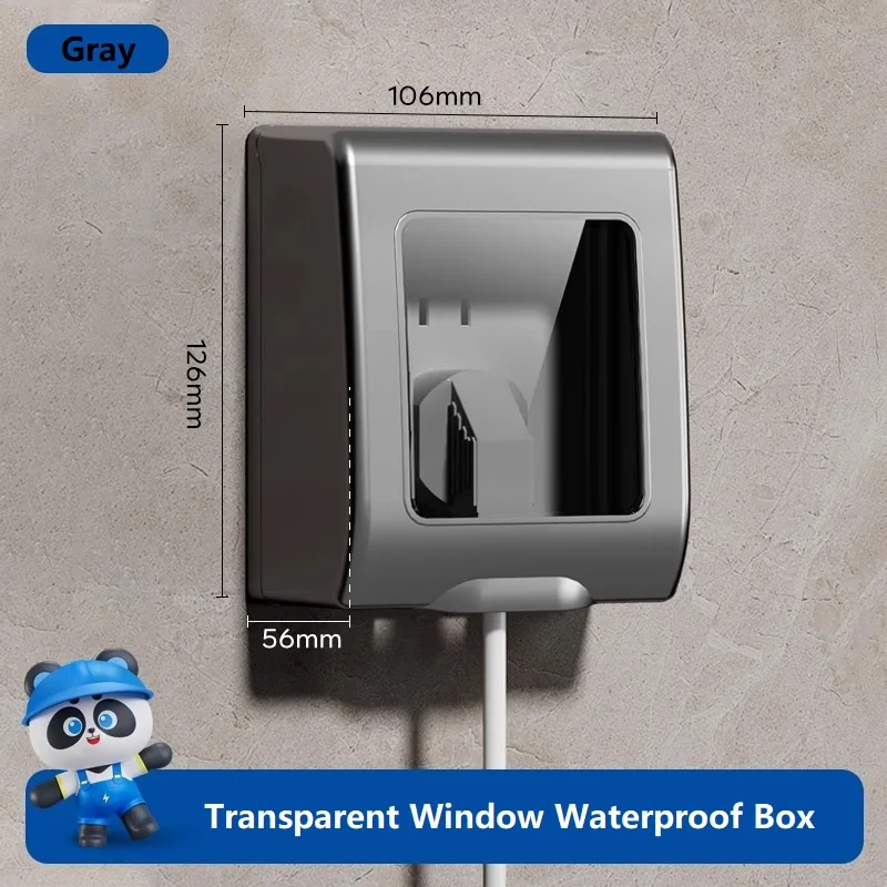 1pc Ultra Thin 86 Type Switches Sockets Waterproof Cover With View Window Splash-proof Dust-proof Safety For Bathroom Kitchen