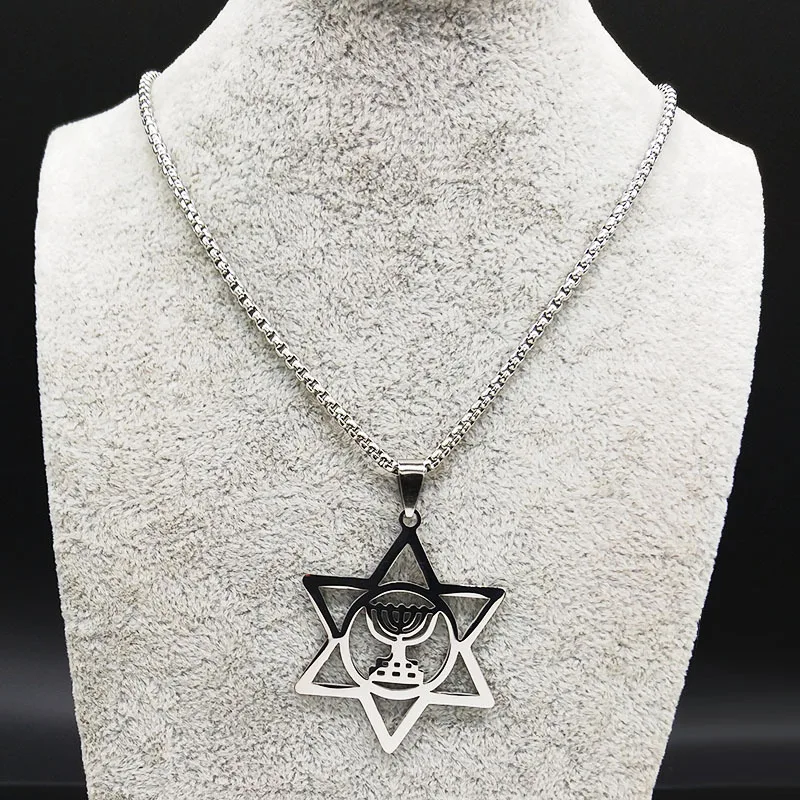 Newly Arrived Jewelry Hexagram Candlestick Star Stainless Steel Pendants Necklace Men Women Fashion Jewelry Accessory