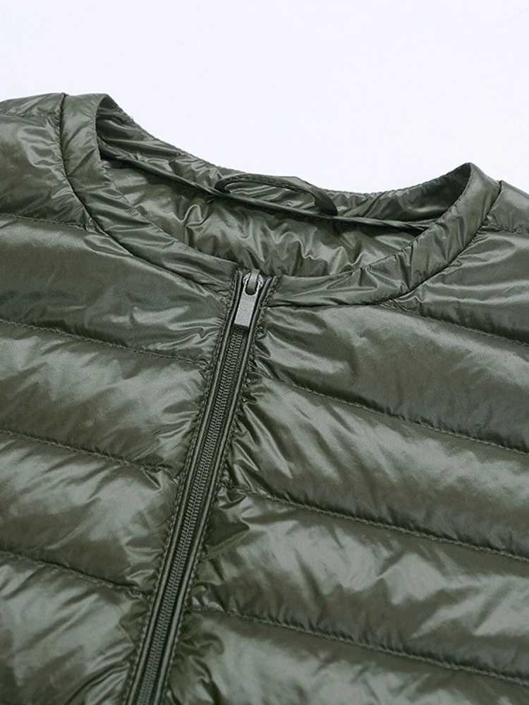 Chaleco de plumón de pato para mujer, chaquetas cortas sin mangas, chaleco acolchado portátil, abrigo femenino a prueba de viento, 0-10 ℃, 8XL, Otoño e Invierno