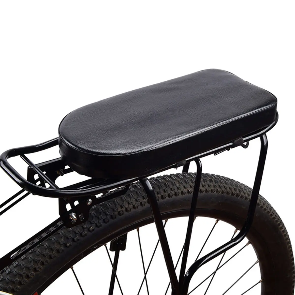 

Mountain Bike Rear Saddle Thick PU Cushion Black Rear Seat Chair Carrier Comfortable Shock Absorbing Cushion for