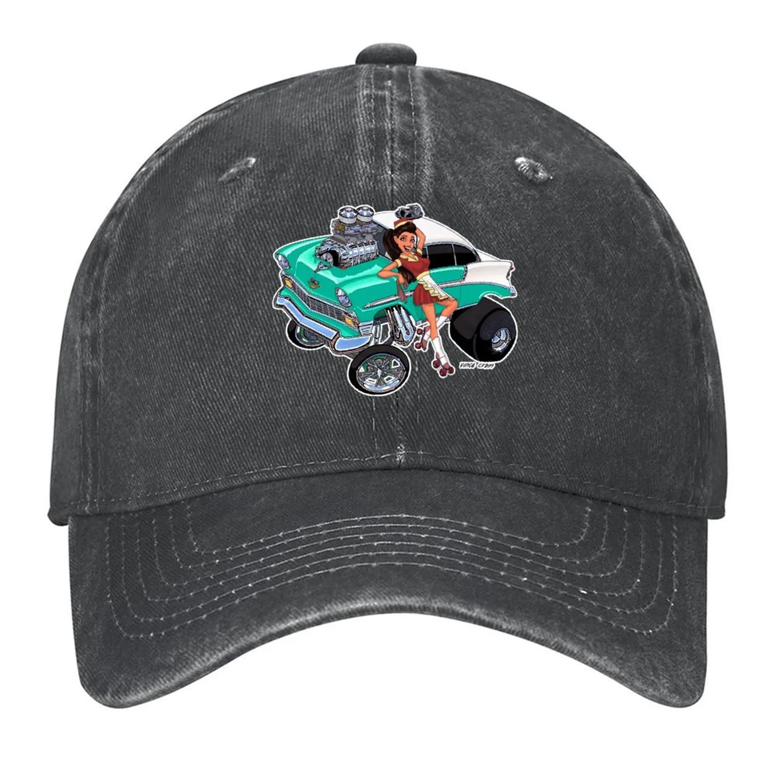 

Vince Crain High Octane aqua 1956 Gasser Old School Baseball Cap Hat Beach Wild Ball Hat Beach Women's Men's