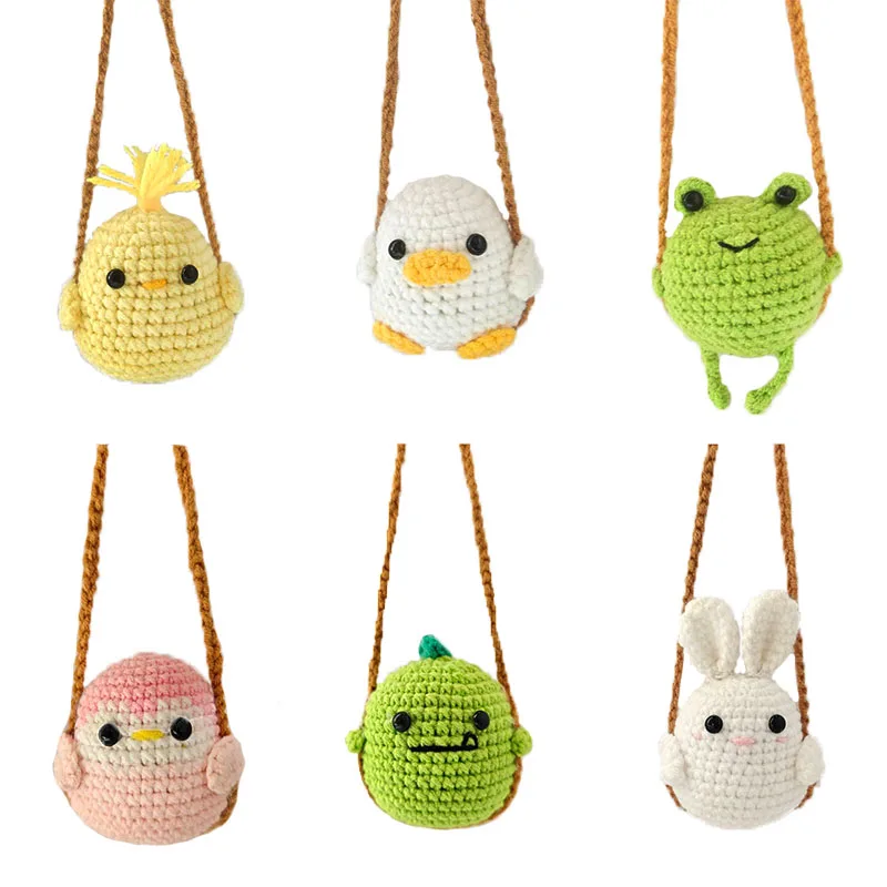 

Crochet Hanging Car Mirror Hanging Decoration Cartoon Cute Crochet Car Accessories Handmade Crochet Animal Pendant Ornament Gift