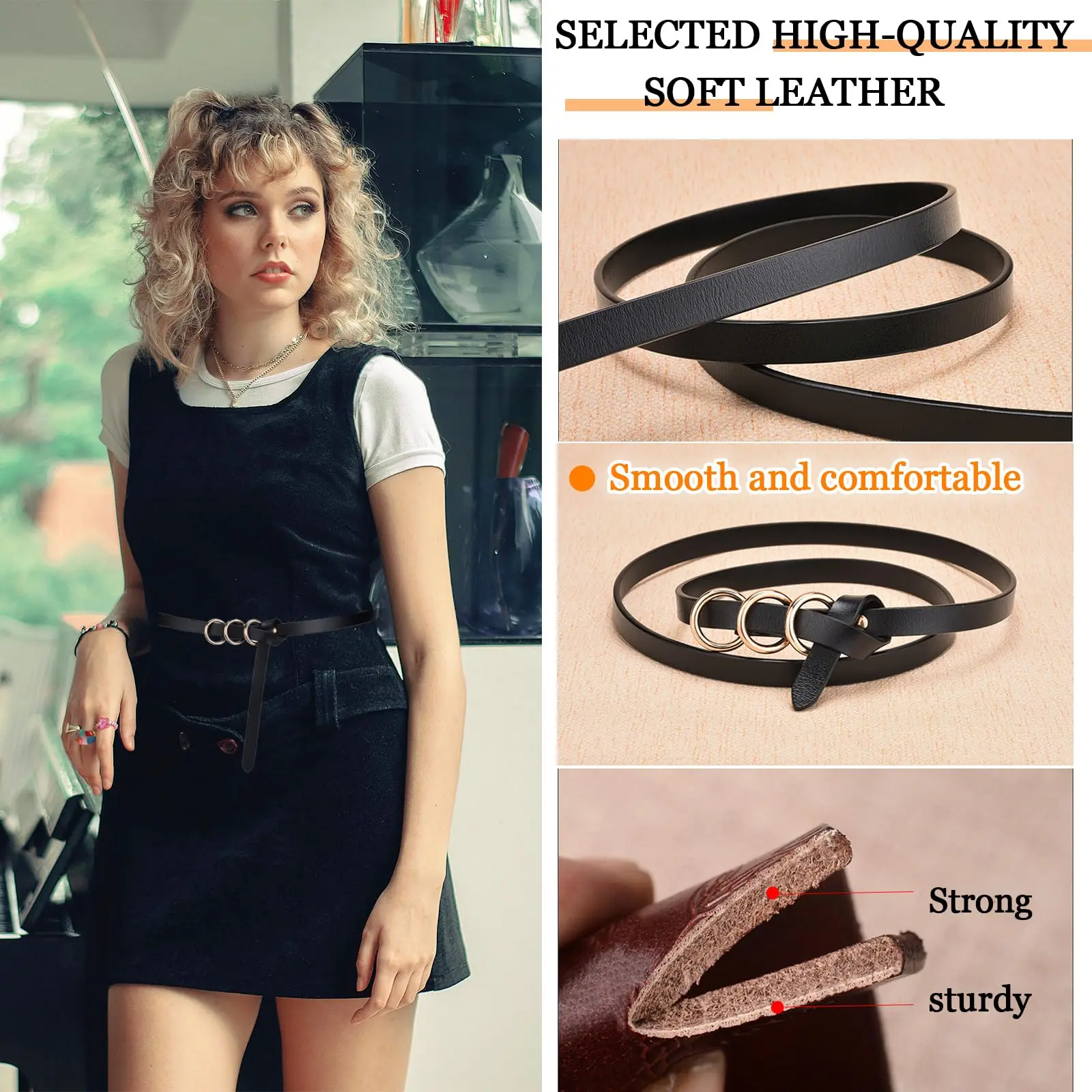 Light luxury fashion Genuine Leather Belt Women round metal buckle retro Soft Leather Belt suitable for women belt corset adjust