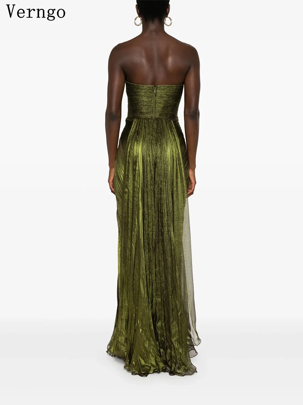Verngo-vestido de noche brillante de gasa verde, escote en forma de corazón, sirena, vestidos de graduación ajustados, vestido de fiesta elegante hasta el suelo personalizado