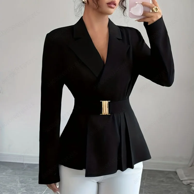 

Women Blazers New Office Lady Long Sleeve Women Blazer Elegant Black Notched Collar Jacket Women Outerwears Blazer Mujer Q1845