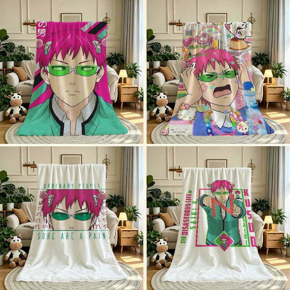 Funny Art Anime D-Disastrous Life of S-Saiki K Blanket Throw Super Cosy Plush Living Room Sofa Couch Childish Birthday Gifts