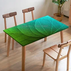 Skeleton Leaves Rectangular Tablecloth Waterproof Fitted Rectangle Table Cover Elastic Table Cloth Modern Style for Dining Table