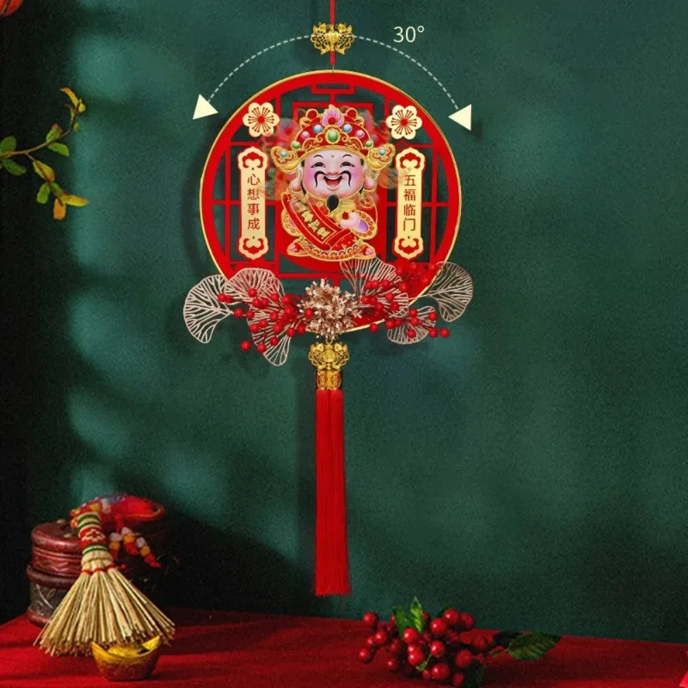 Hanging The God of Fortune Pendant Chinese New Year Red God of Wealth Ornaments Home Decor Electric Shaking Head