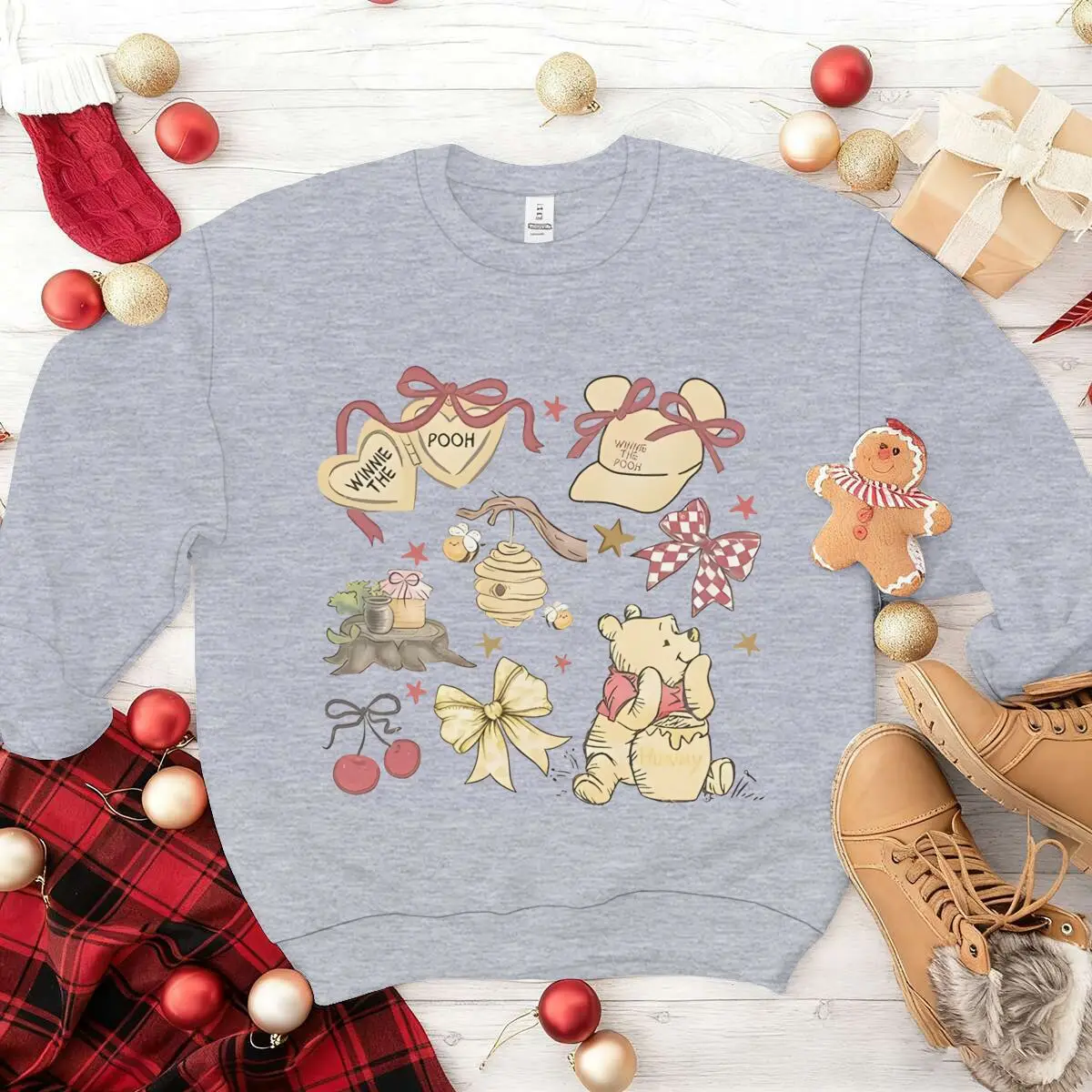 Dolce Winnie The Pooh Natale Ragazze Felpa Divertente Simpatico Anime Orso Y2K Sudaderas Donna Manica Lunga Natale Felpe Regali