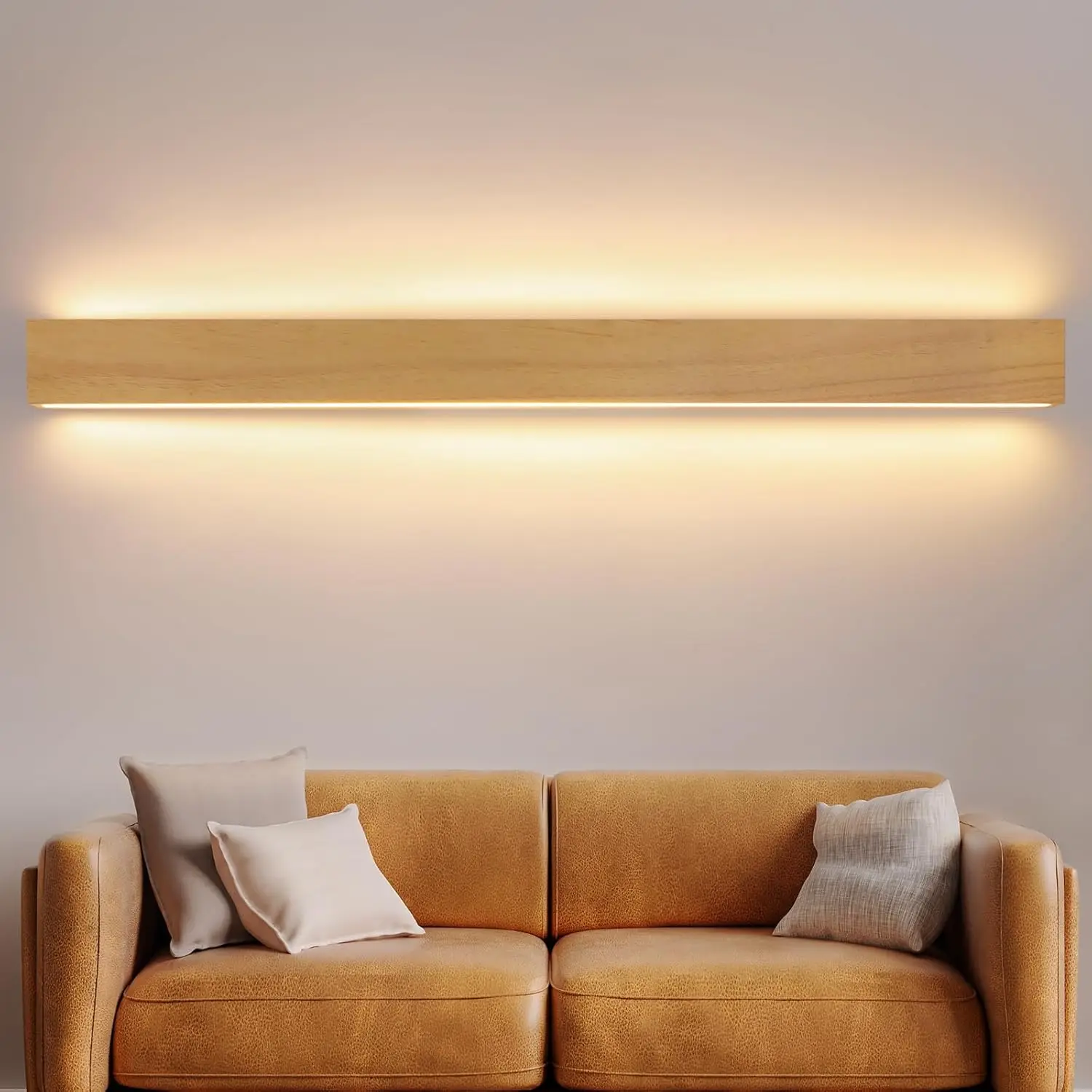 Led-wandlamp voor binnen, wandlamp, hout, 100 cm, 36 W, moderne hallamp, wandlamp, omhoog en omlaag, indirect, 3000 K, warmwit, wandverlichting voor woonkamer, slaapkamer, hal, trappenhuis