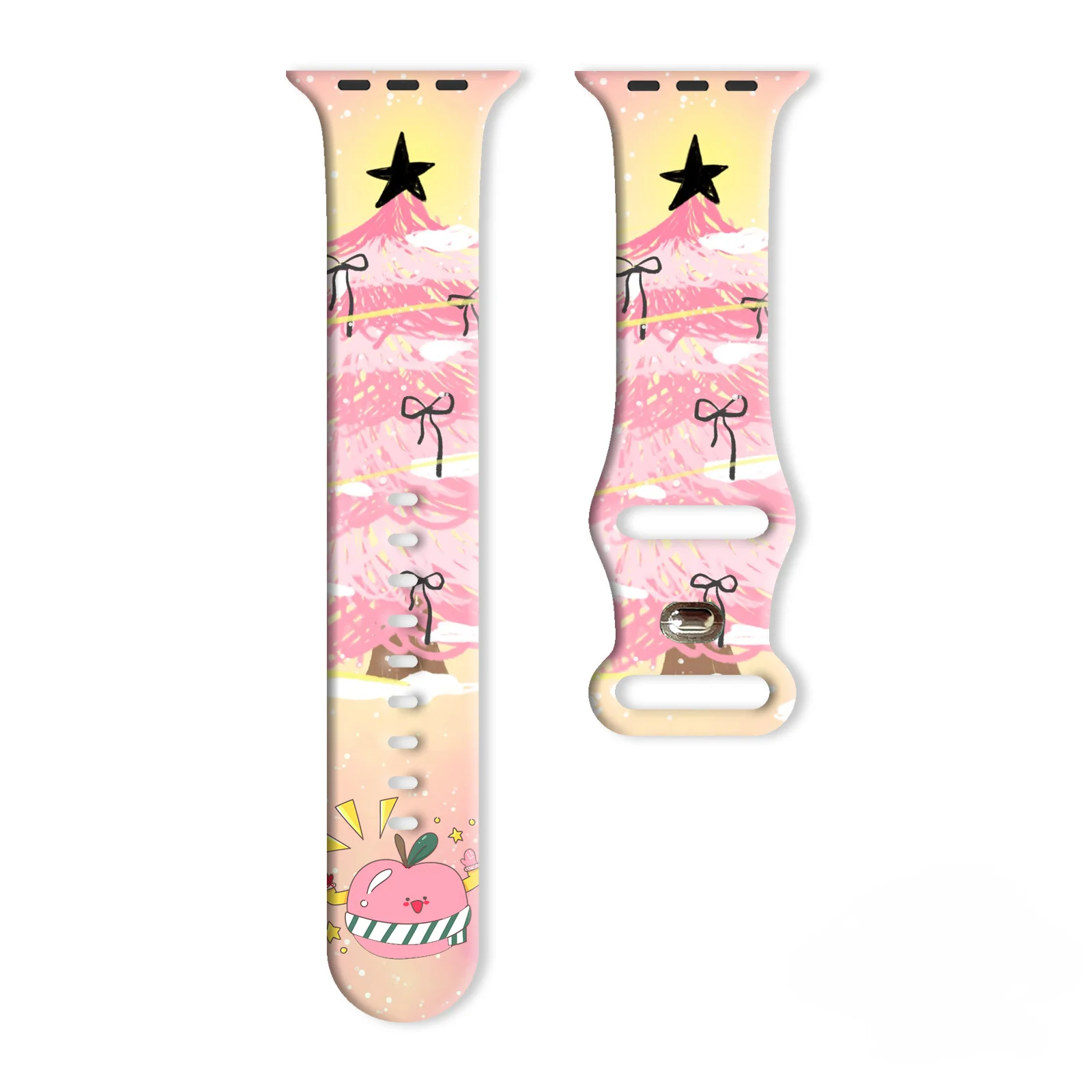 

Cute Christmas Printed Strap for Apple Watch 11 10 9 8 Silicone Band Replaceable Bracelet for iWatch 46mm 44mm 42/41mm Watchban