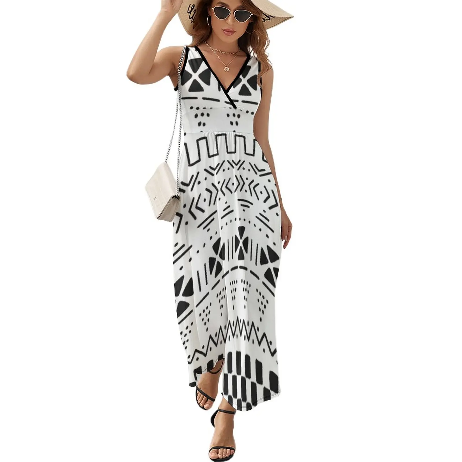 

African Mudcloth C Sleeveless Dress dresses for official occasions party dress women elegant luxury