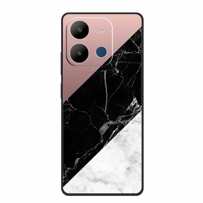 For Infinix Smart 7 Case Marble Silicone TPU Soft Phone Black Back Cover Cases For Infinix Smart7 X6515 Fashion Girls Gift Coque