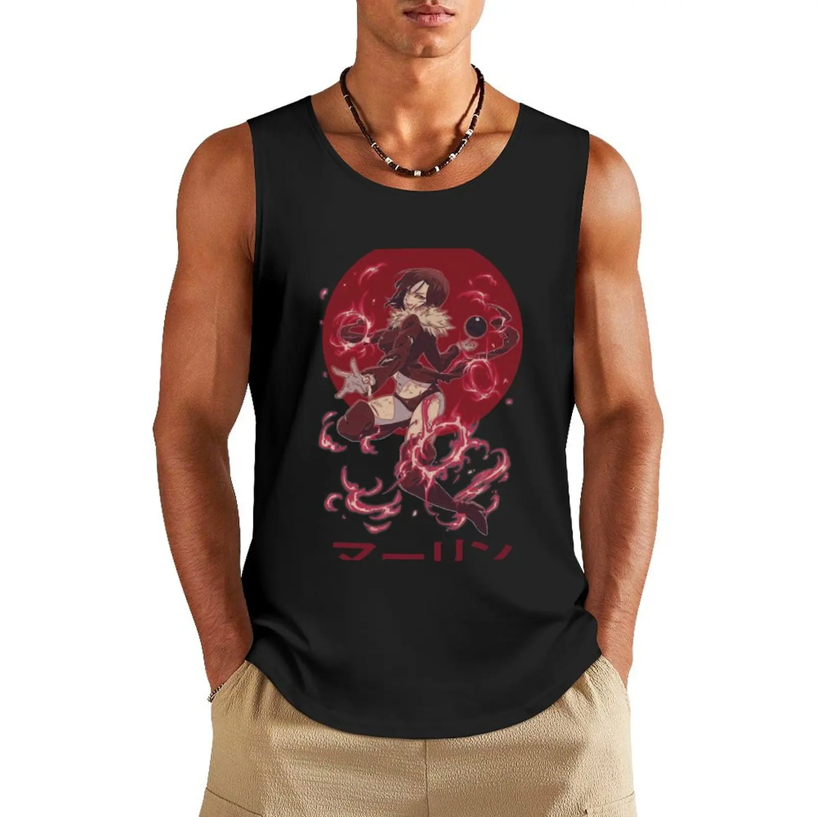 Merlin Nanatsu No Taizai The Deadly Seven Sins Tank Top T-shirts men t-shirt gym man anime t-shirts T-shirt sports