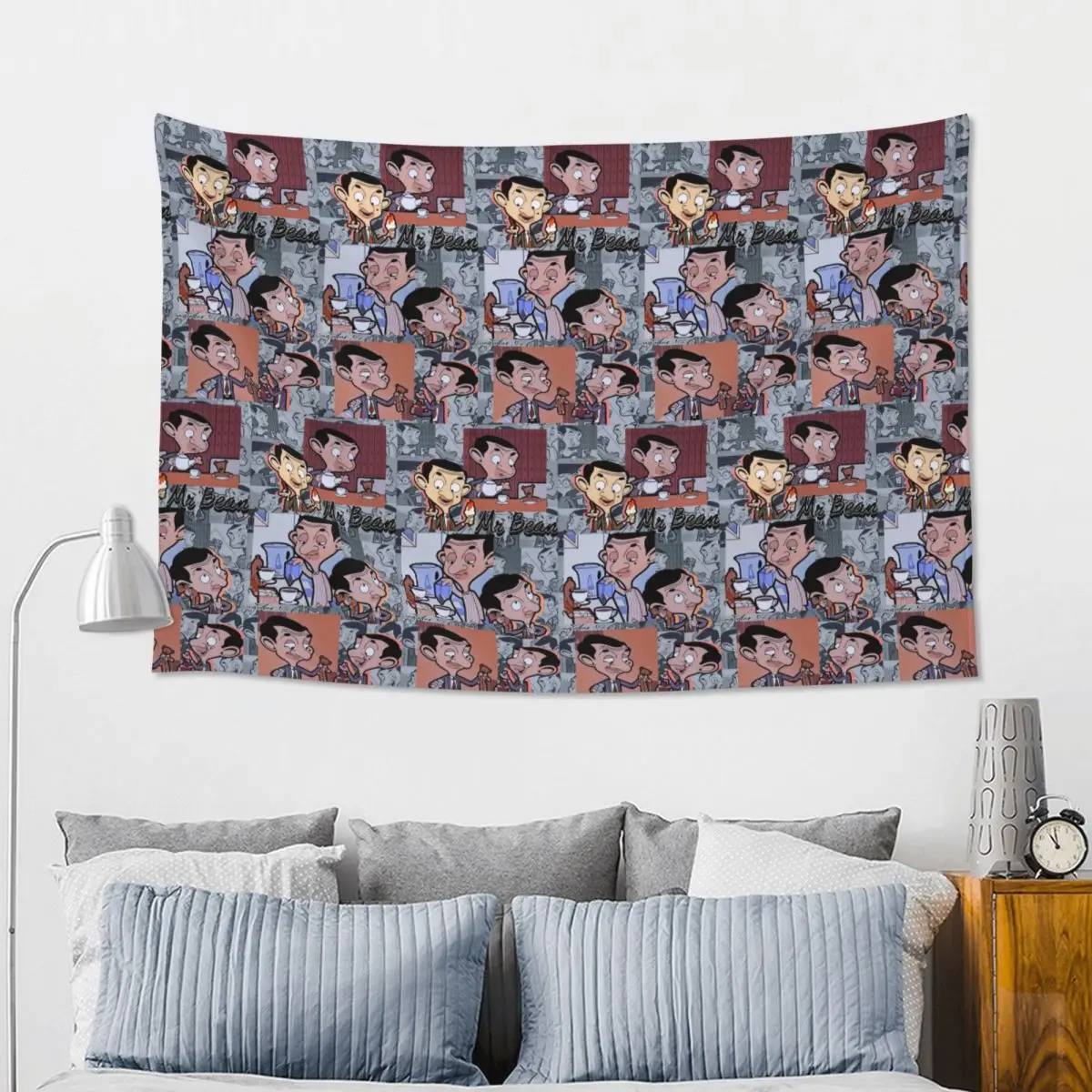 Mr. Bean Cartoon Tapestry Funny Wall Hanging Aesthetic Home Decoration Tapestries for Living Room Bedroom Dorm Room