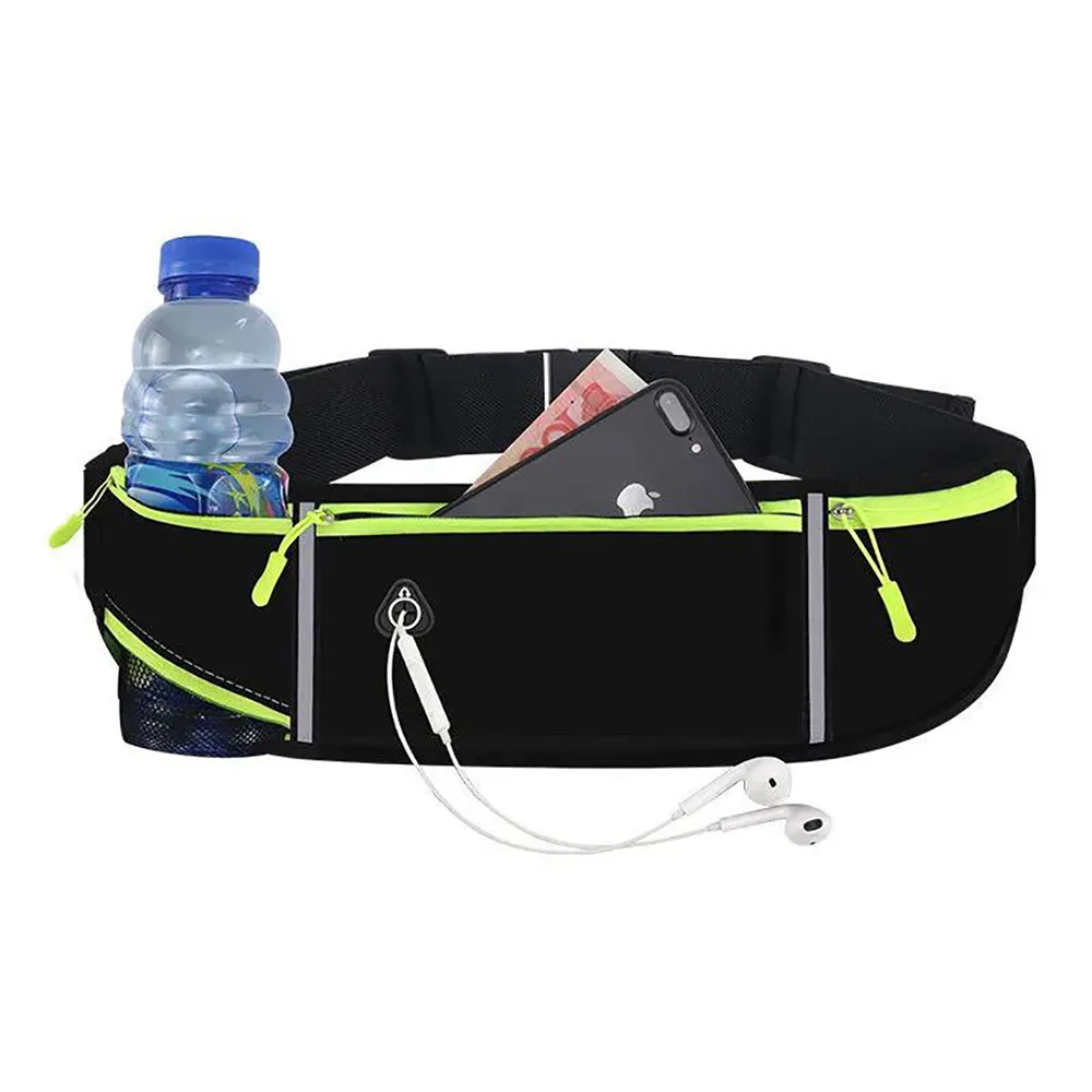 Water bottle storage type 3 pocket sports waist bag waterproof hip color