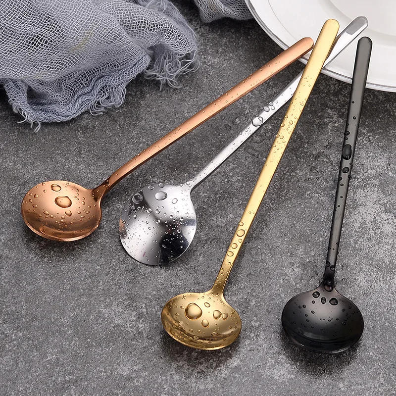 1Pcs Large Size 304 Stainless Steel Coffee Spoon Round Head Spoon Korean Style Spoons Honey Dessert Gift Mixing Spoon