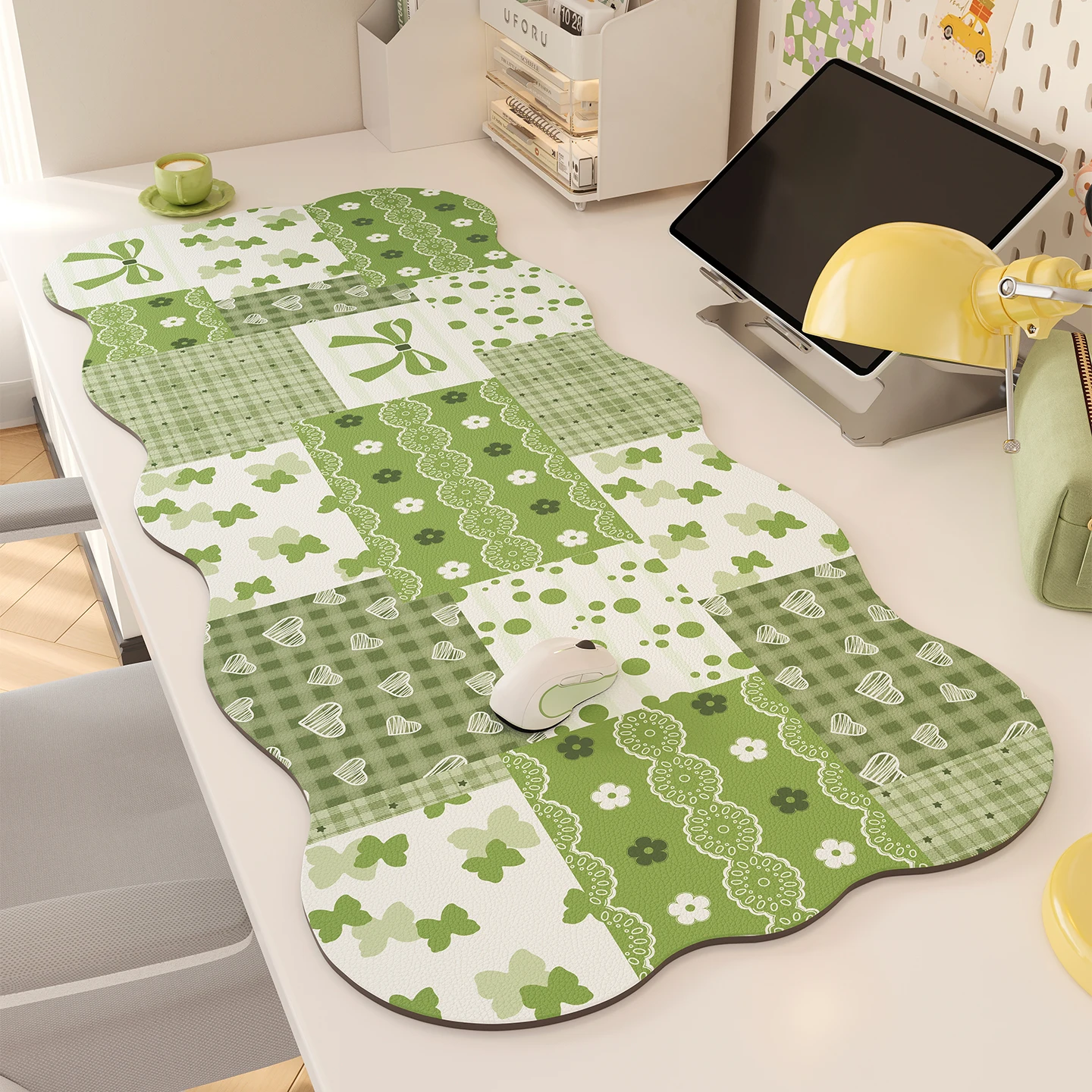 Stitched edge extra large desk pad durable keyboard mouse mat creative desktop protector for esports office