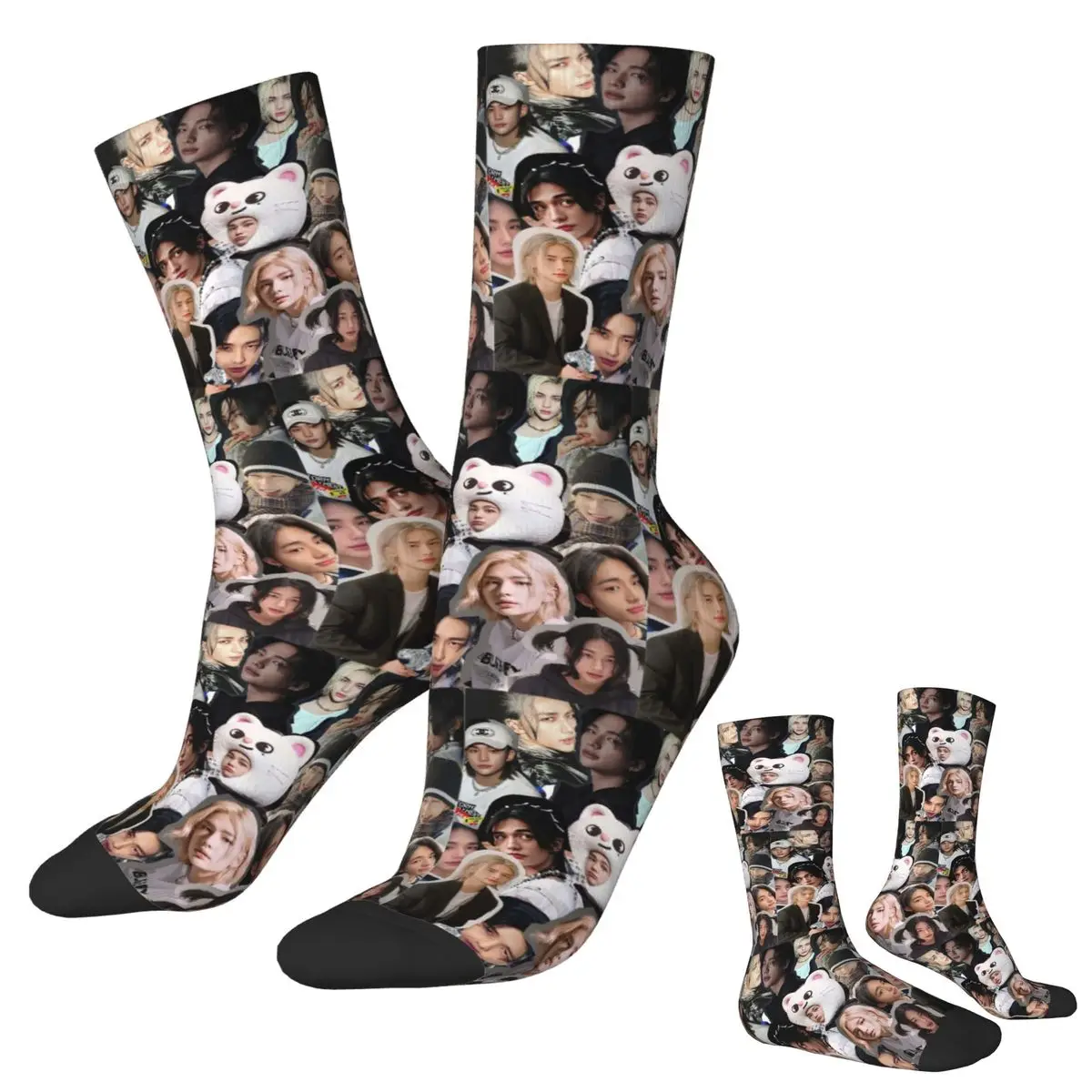 

Hyunjin Collage Socks Harajuku High Quality Stockings All Season Long Socks Accessories for Man's Woman's Christmas Gifts