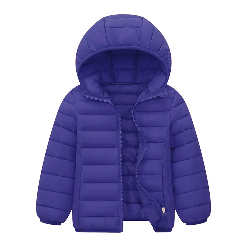 2024 Autumn Winter Children Light Thin Down Cotton Jacket Baby Boys Girls Hooded Coat Kids Solid Color Down & Parkas