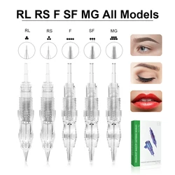 10Pcs Permanente Make-Up Naald Cartridge Rl Rs F Sf Mg Cartridge Naalden Voor Permanente Make-Up Machine Wenkbrauw Wegwerp Naald