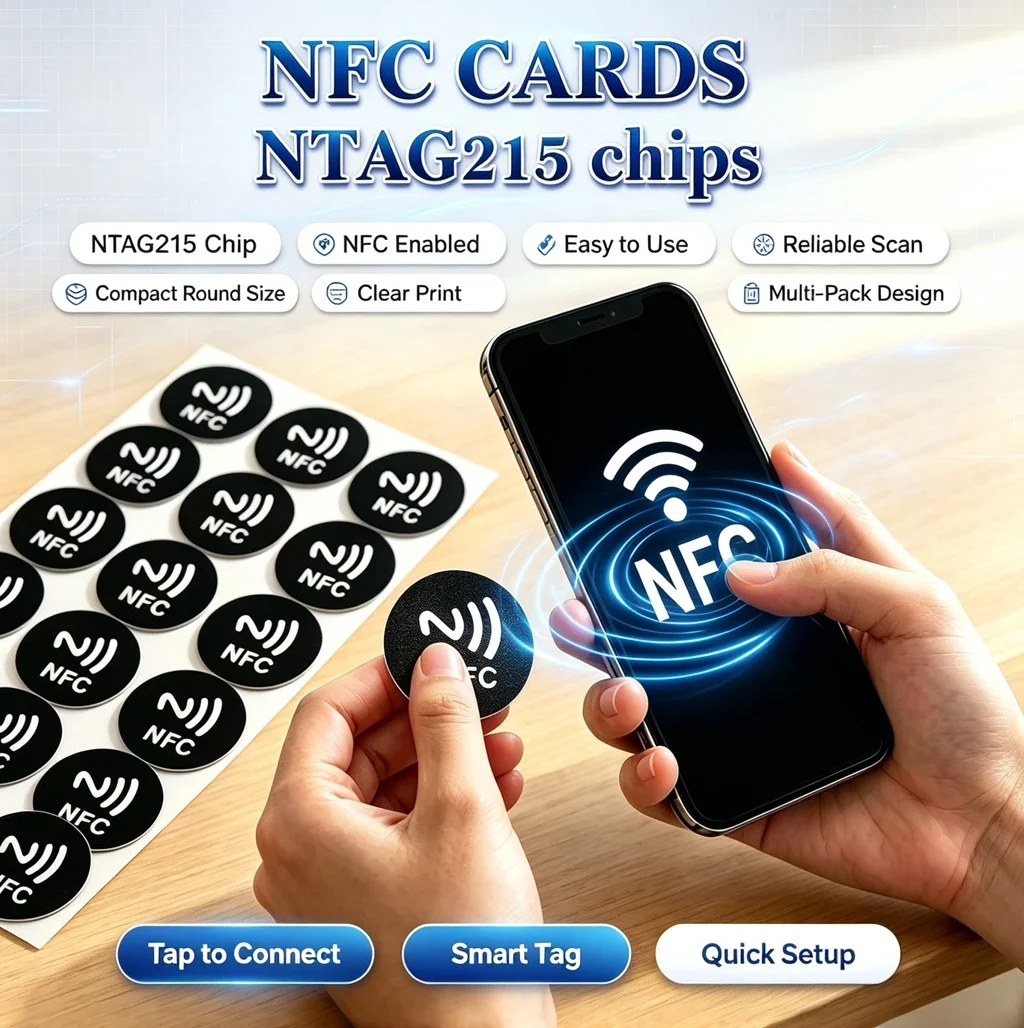 50-10PCS 25mm NTAG215 Black NFC Stickers 13.56MHz 504 Bytes Adhesive NFC Tags Automation Labels