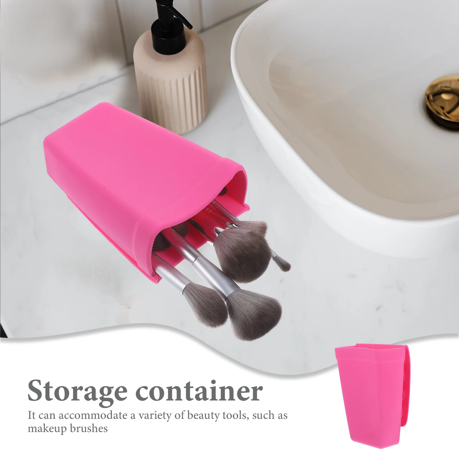 

Silicone Suction Cup Makeup Brush Holder Bathroom Hair Tool Organizer Wall Mount For Curling Iron Dryer Straightener