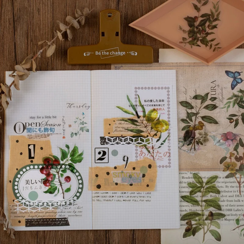 40 Sheets Natural Plant Stickers DIY Photo Album Collage Vase Decoration Stickers Journal Collage Gift Packaging Stickers