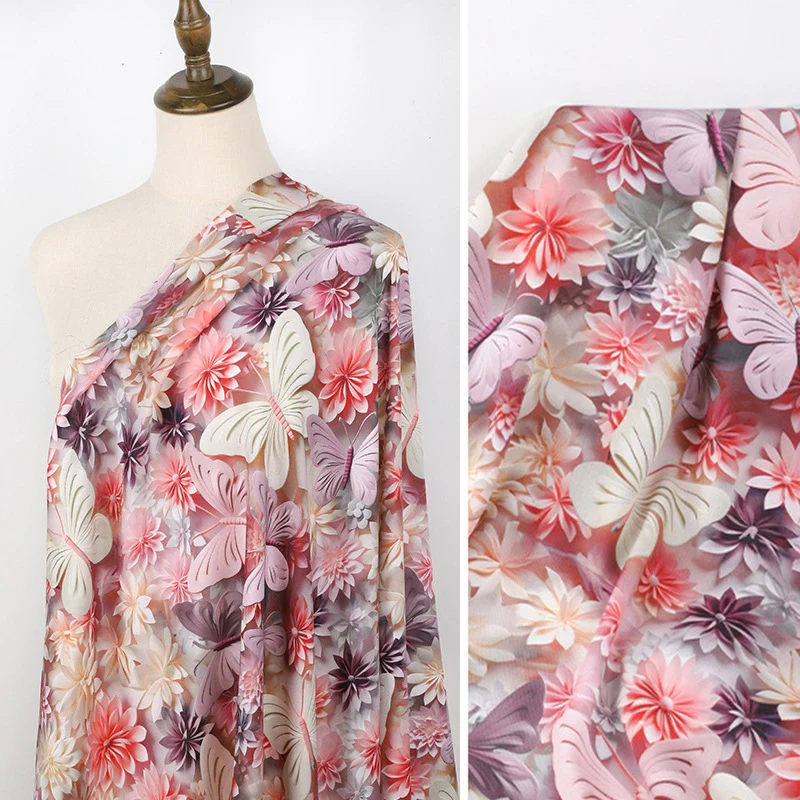100x140cm 3D-gedruckter Blumen-Rayonstoff DIY Nähen Kleidung Pyjamas Kleider Hosen Nähstoff Weiches Sommermaterial – Detail 5