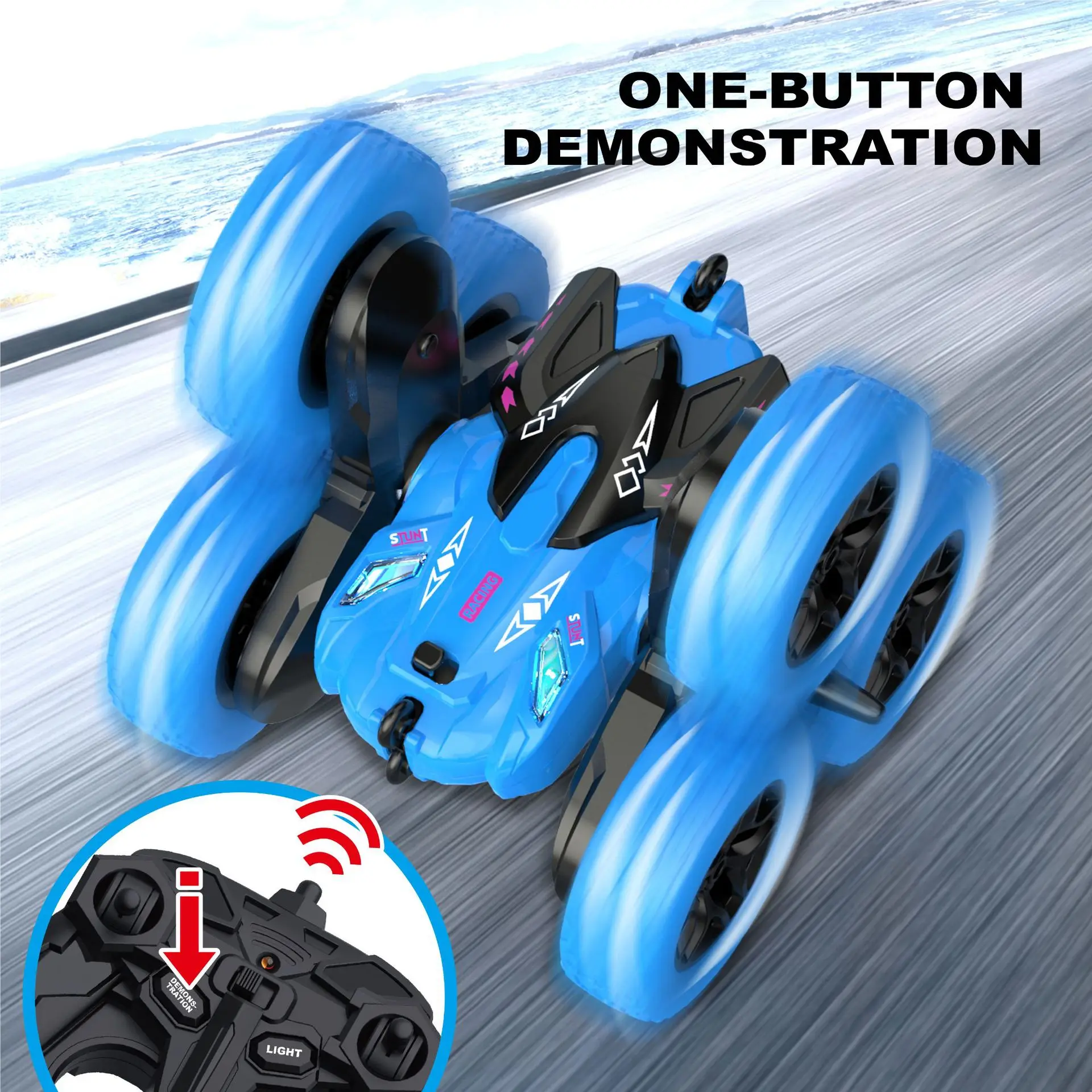 2.4G double-sided remote control car light racing electric toy four-wheel drive drift car