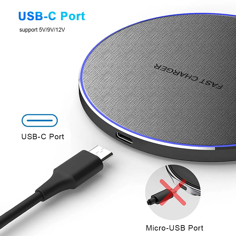 Wireless Charger for iPhone 15 14 13 12 11 Pro Max XR Qi Type C Fast Wireless Charging Pad for Samsung Galaxy Xiaomi Huawei