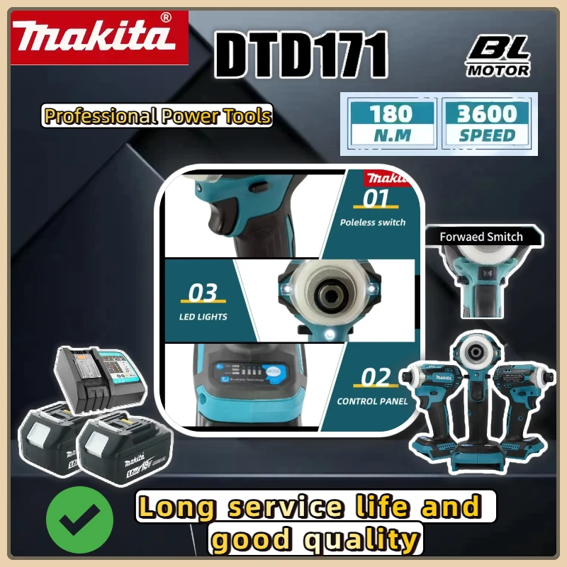 

Makita Original DTD171 18 В ударная отвертка аккумуляторная бесщеточная электрическая отвертка перезаряжаемая дрель-шуруповерт Makita электроинструмент
