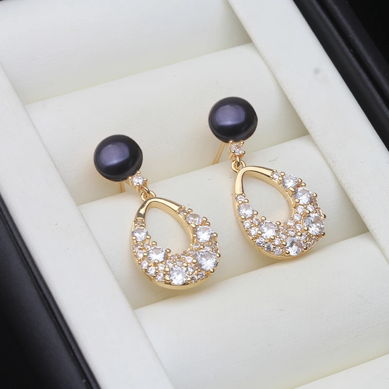 

Real Cultured Freshwater Black Pearl Woman Earring,Wedding Silver 925 Small Pearl Stud Earrings Wife Mother Birthday Gift White