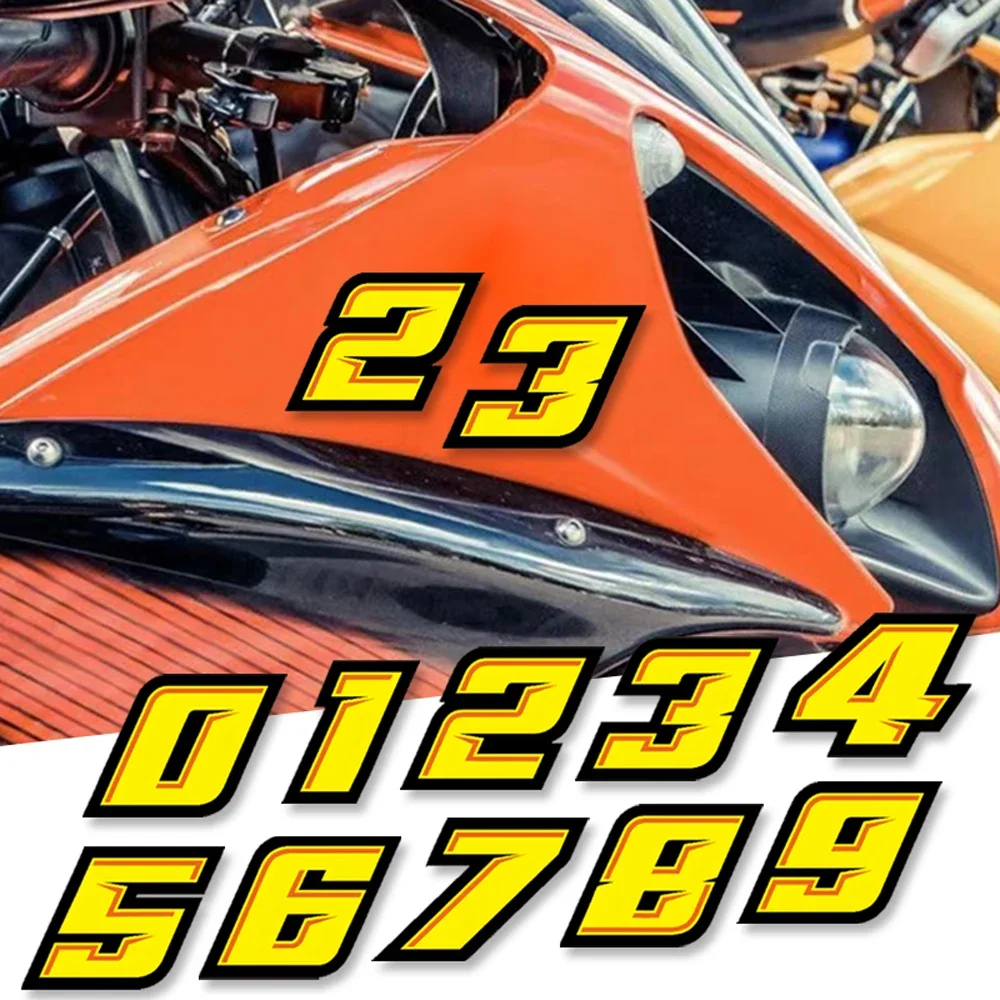 

0123456789 Yellow Number Car Motorcycle Stickers Motorbike Fuel Tank Side Panels DIY Scooter Fairing Helmet Vinyl Decals