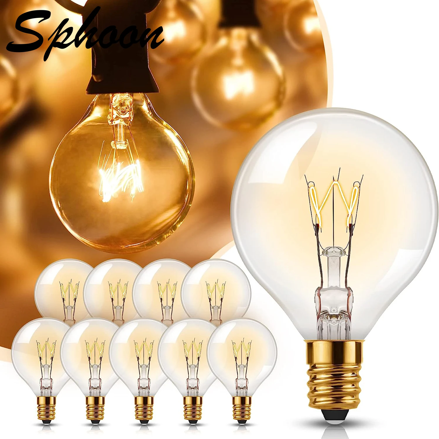 

10pcs 7W Incandescent Edison Light bulbs E12 Base G40 110V 220V Bombilla Warm 2200K Decorative Tungsten Bulb For String Light