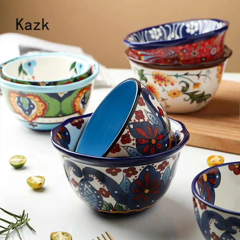 Nordic Fancy Glaze Ceramic Bowl Creative Personality Household High Foot Noodle Soup Bowls Kitchen Dining Table Tableware Bowl