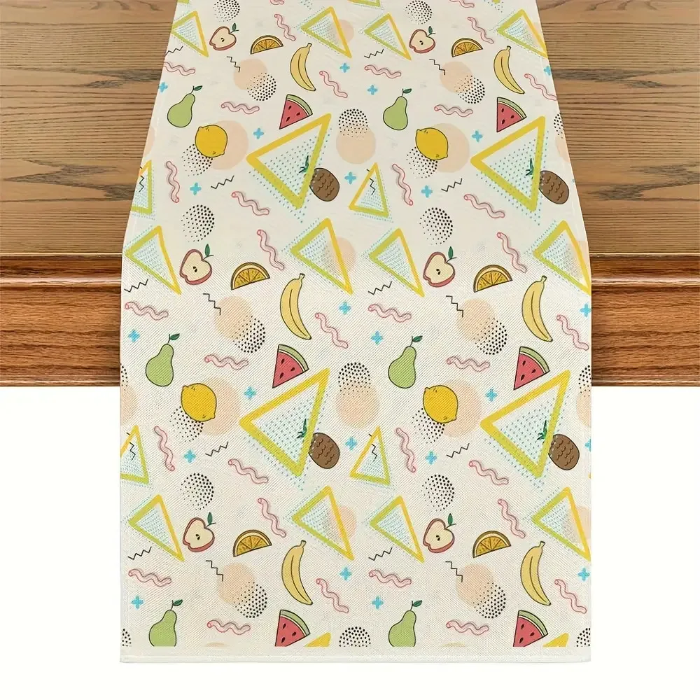 1 Piece Fruit Party Table Runner with Pear and Apple Designs, Suitable for Farmhouse, Indoor, Kitchen, Celebrations, Table Decoration, Restaurant, and Banquet Decoration Supplies