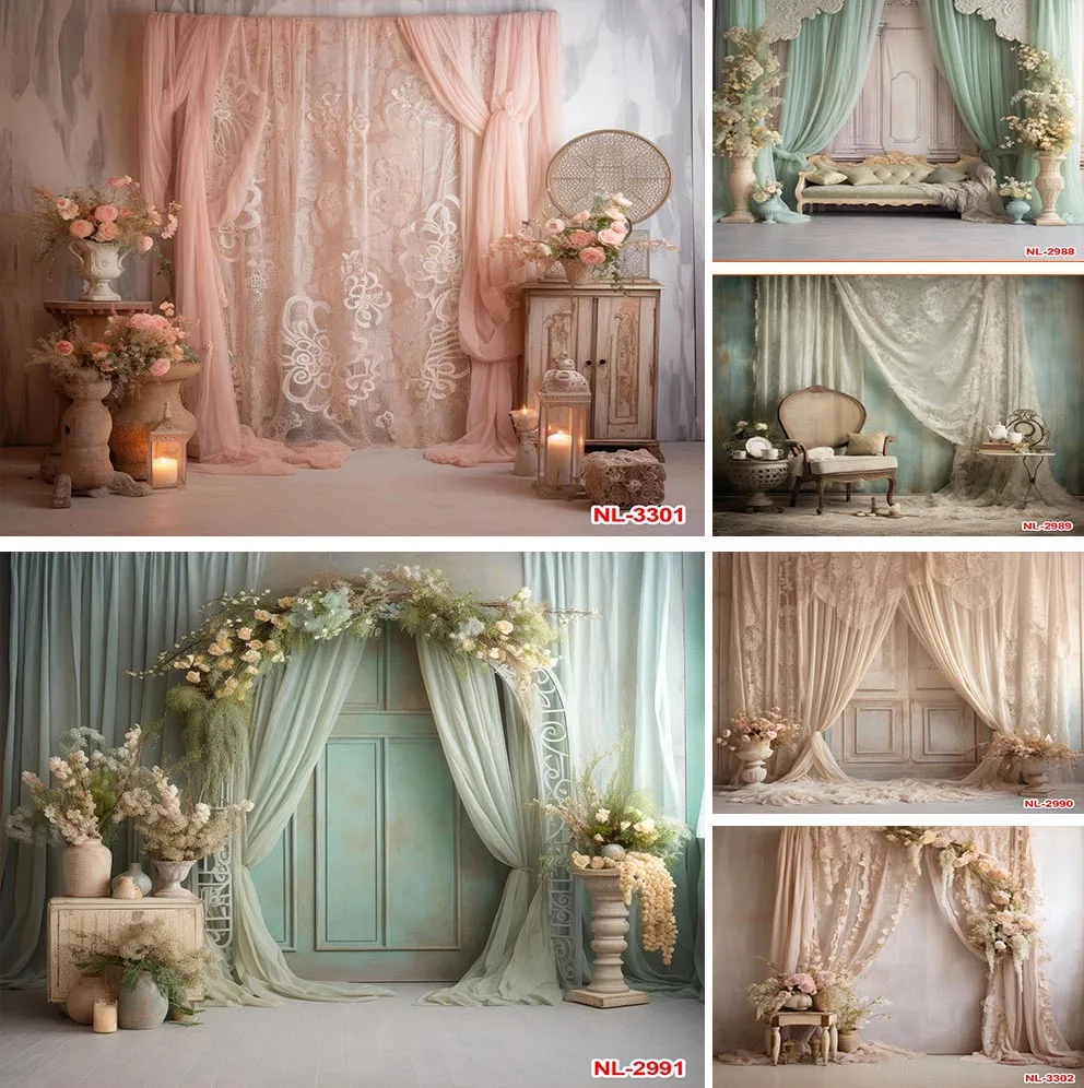 Photography Background Boho Floral Vintage Frame Adult Birthday Wedding Maternity Portrait Decor Backdrop Photo Studio